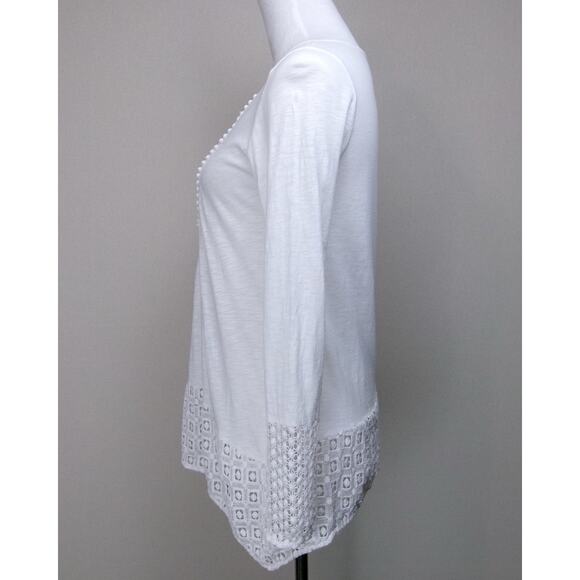 Sundance Tunic Womens PXS White 100% Cotton Crochet Hem & Sleeves Boho Cottage - Picture 9 of 15